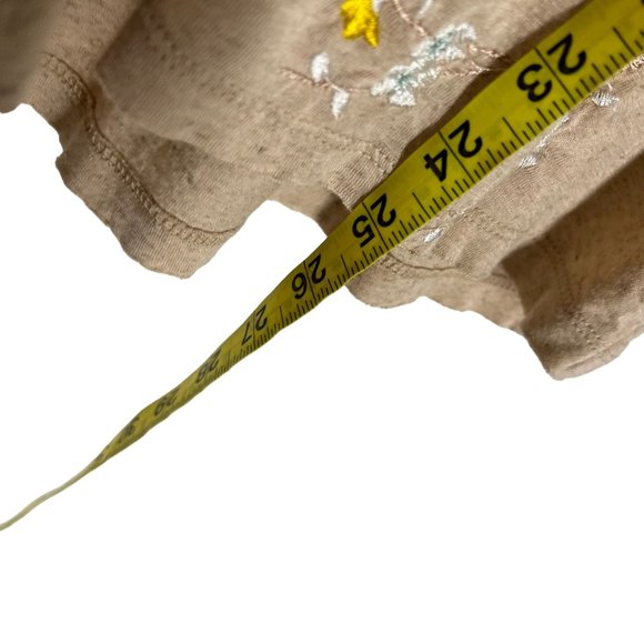 Free People Cream Embroidered Floral Hummingbird Short Sleeve Top Large - Picture 6 of 7